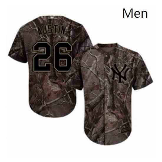 Mens Majestic New York Yankees 26 Tyler Austin Authentic Camo Realtree Collection Flex Base MLB Jersey